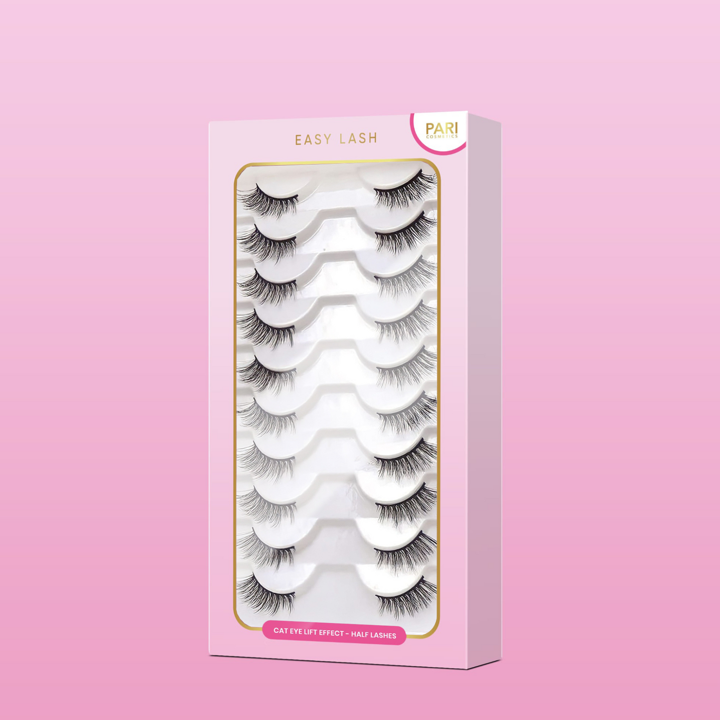 EASY LASH - Half Lashes 10 Pairs Reusable Natural Cateye - For all Eye Shape and sizes (Best Deal)