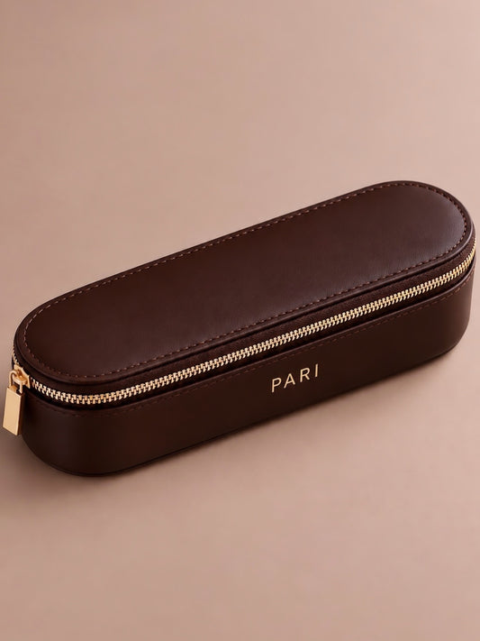TIME LESS BROWN MAKEUP BAG for PARI 10X™ — 10-in-1 Magnetic Makeup Brush